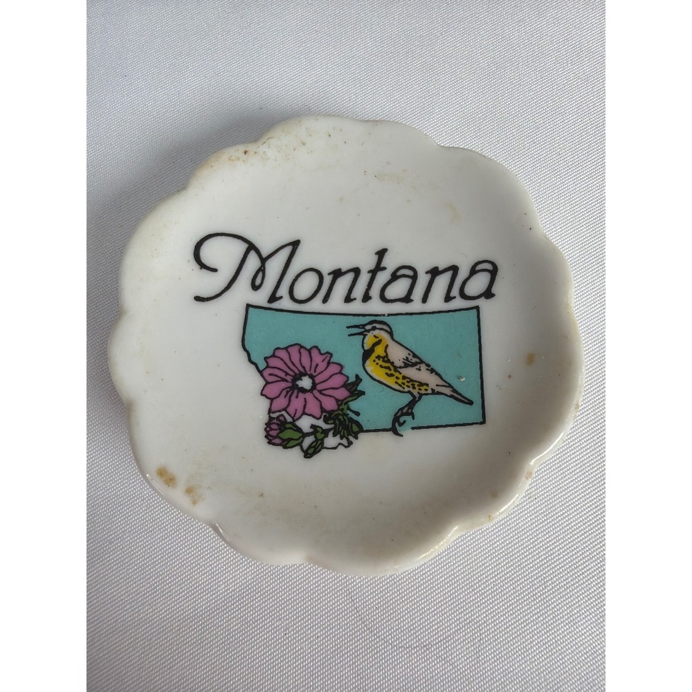 Vintage Mini Souvenir Montana Plate Unisex OS White Good